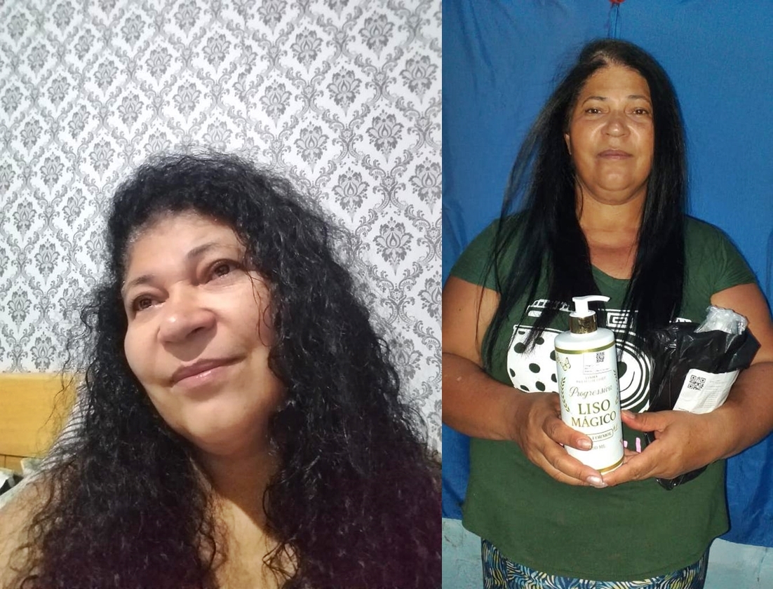 Exemplo de cabelo com acabamento mais alinhado